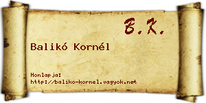 Balikó Kornél névjegykártya