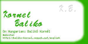 kornel baliko business card